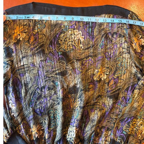 Vintage Kenar Silk Blouson Sheer Abstract Print Top Hong Kong 60s–80s M - Picture 5 of 6